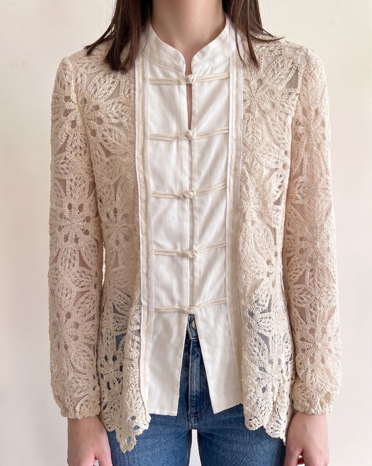 Camicia crochet e tulle art. S26C855 TENSIONE IN