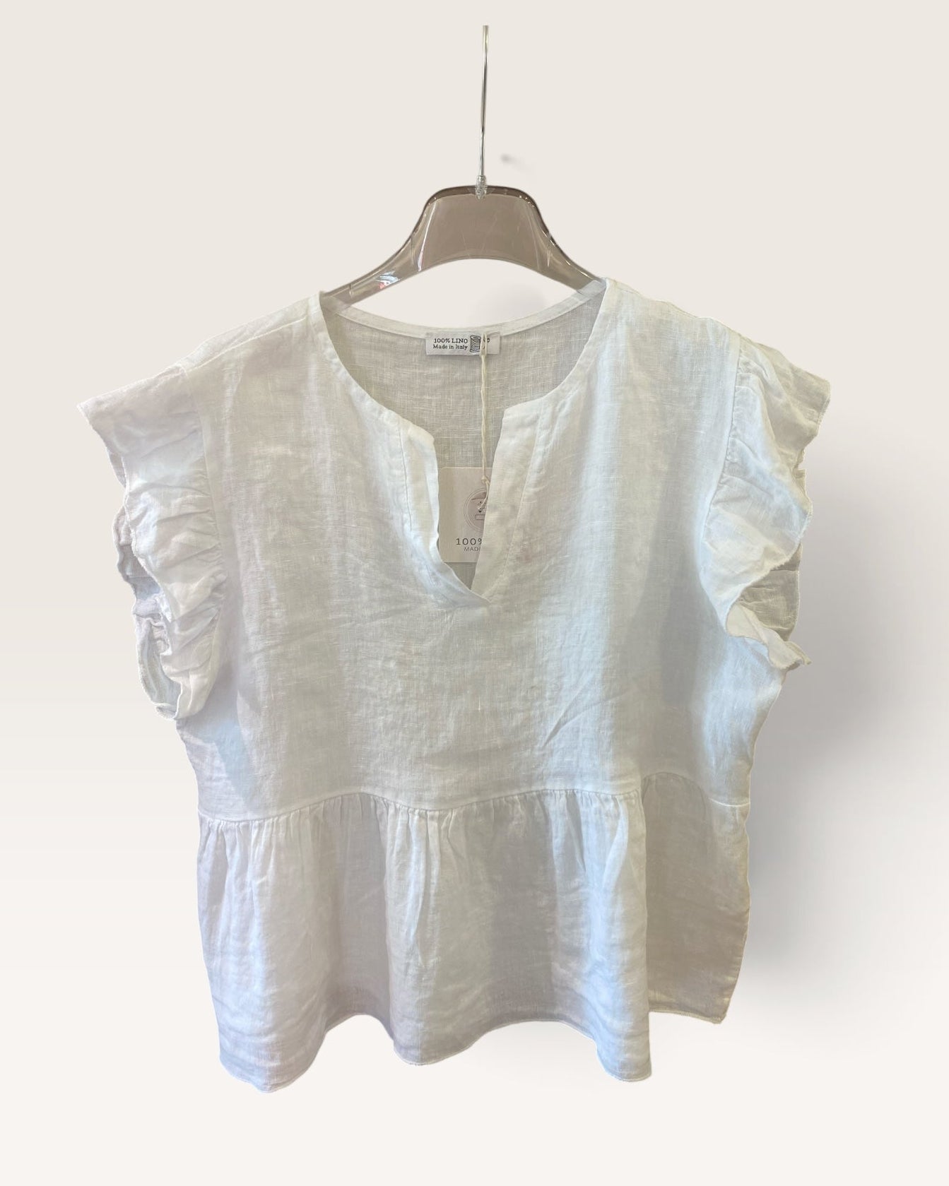 Blusa con volant art.8808 100% Lino CHEAP&CHIC
