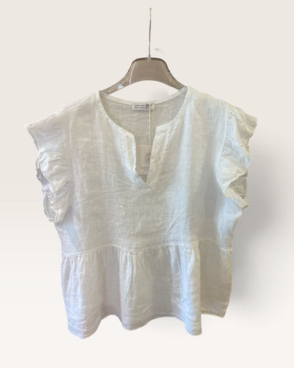 Blusa con volant art.8808 100% Lino CHEAP&CHIC