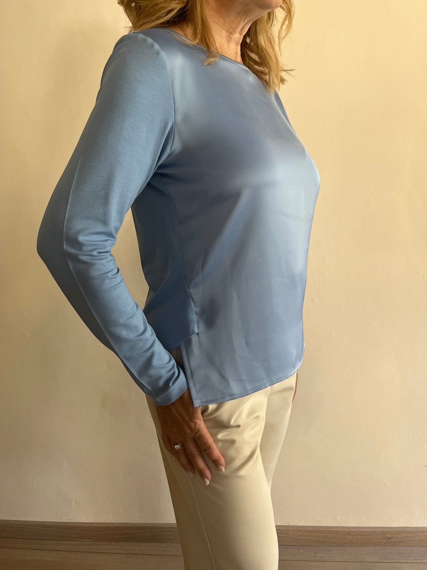 Blusa effetto raso con maniche e retro in jersey art. S7YGMINORI Sandro FERRONE