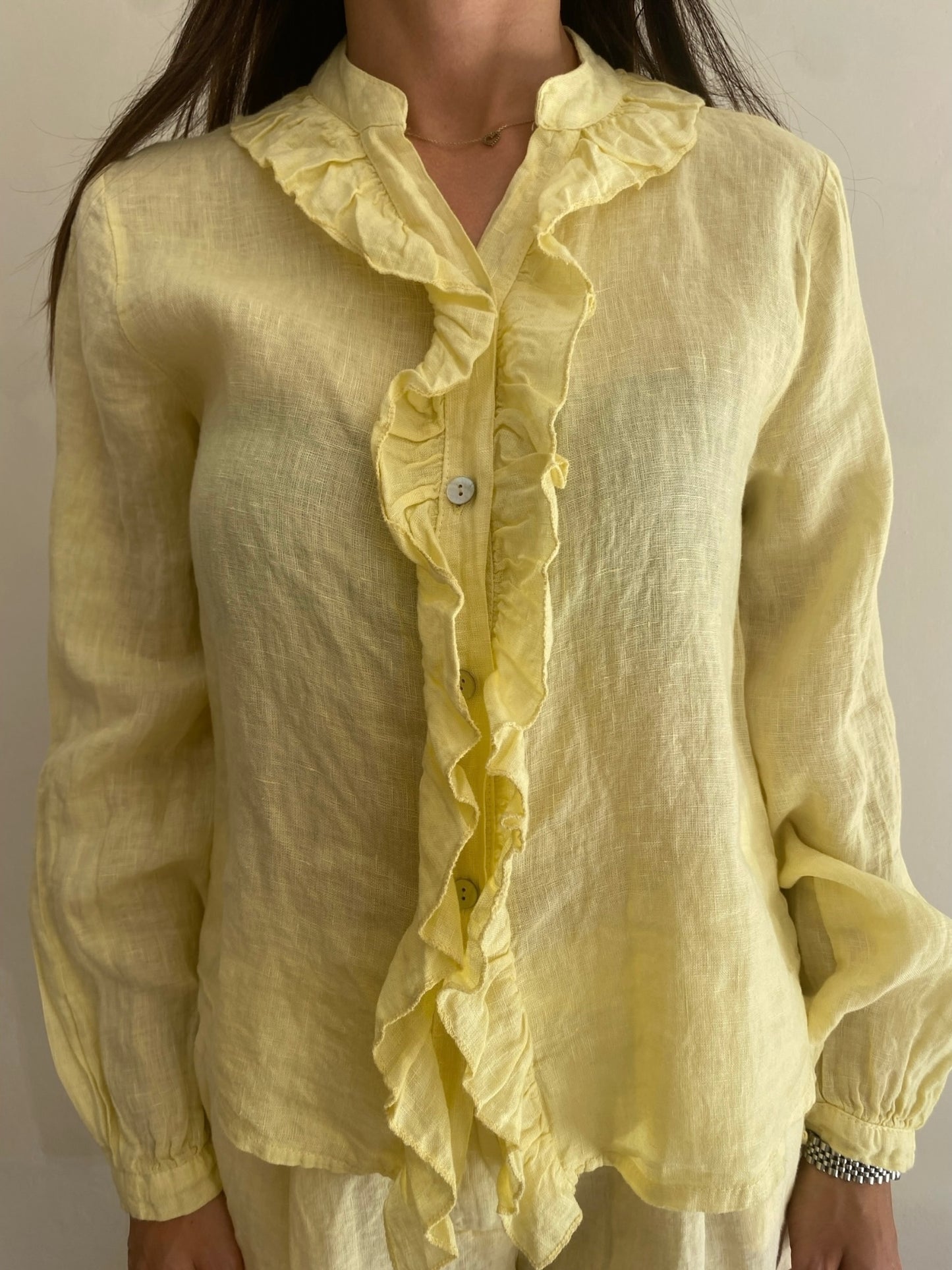 Camicia con rouches art.7232 100% Lino CHEAP&CHIC