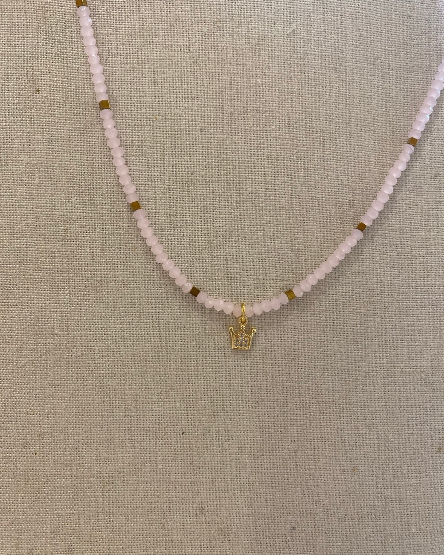 Collana perline rosa + corona CLOEL