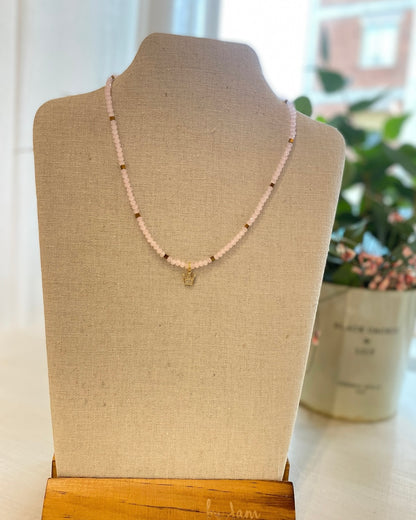 Collana perline rosa + corona CLOEL