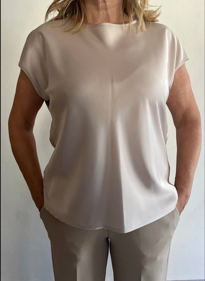 Blusa a manica corta effetto raso art. S22YBGLEA Sandro Ferrone