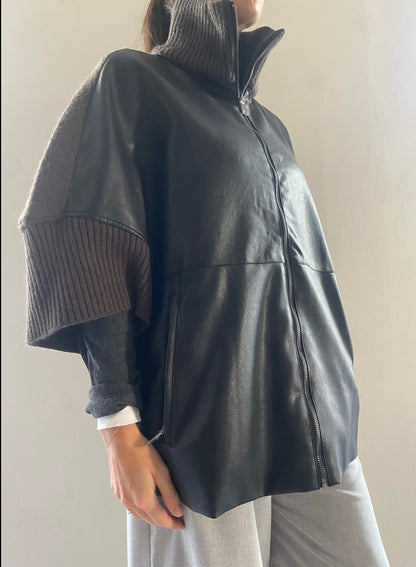 Poncho in maglia ed ecopelle art. V981B016A DIXIE
