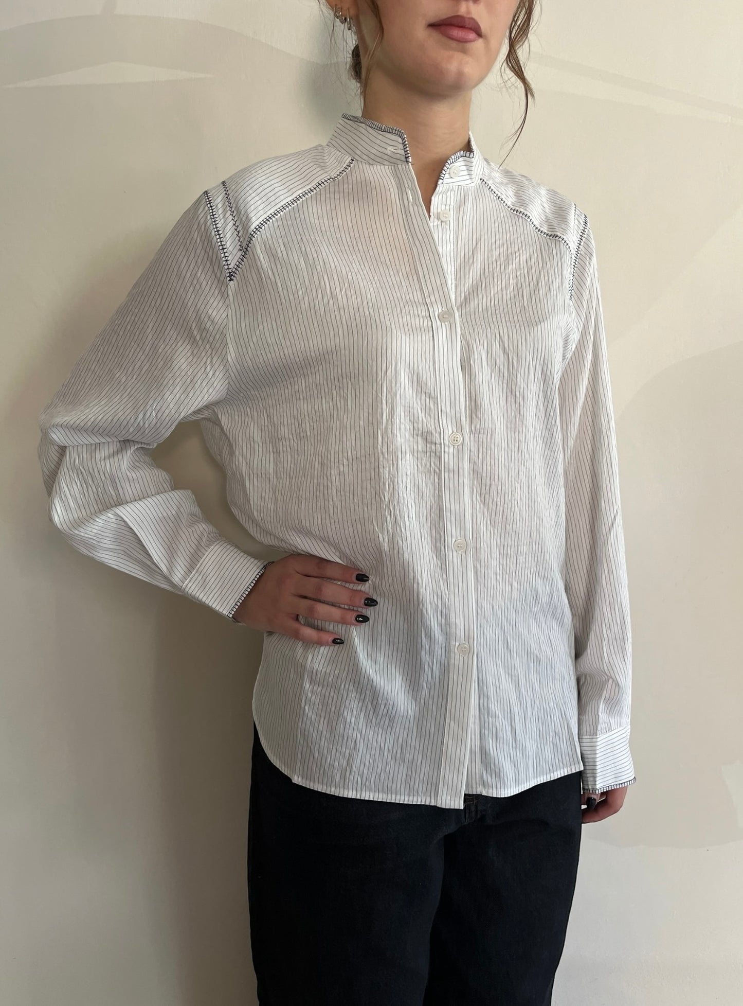 Camicia collo coreana con righe art. SALAURA ARTLOVE