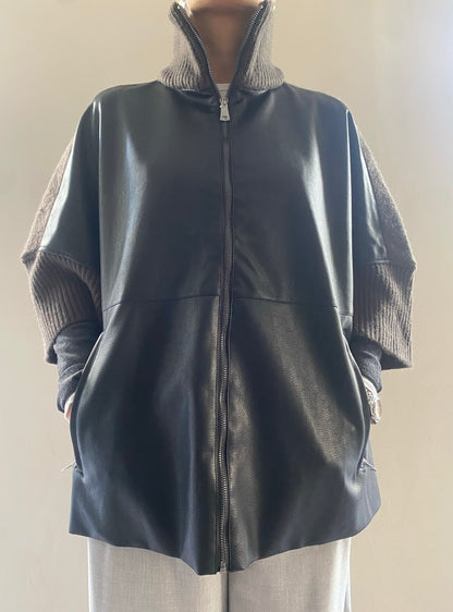 Poncho in maglia ed ecopelle art. V981B016A DIXIE