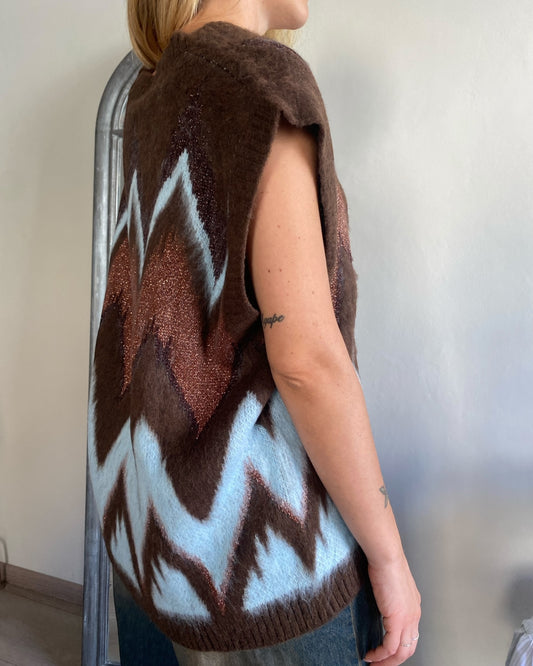 Gilet in maglia multicolor con scollo V art.W5HMT TENSIONE IN