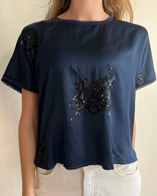 Blusa in raso con paillettes art. W24M045CAMP TENSIONE IN