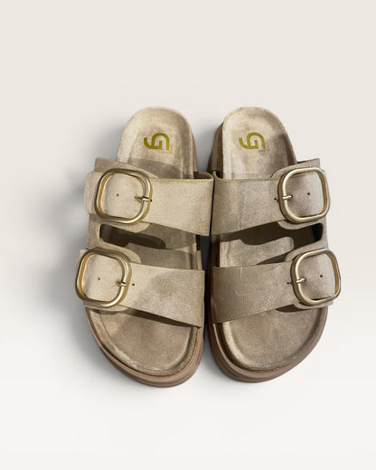 Ciabatta platform con fasce effetto suede art.GW412 GOLD&GOLD