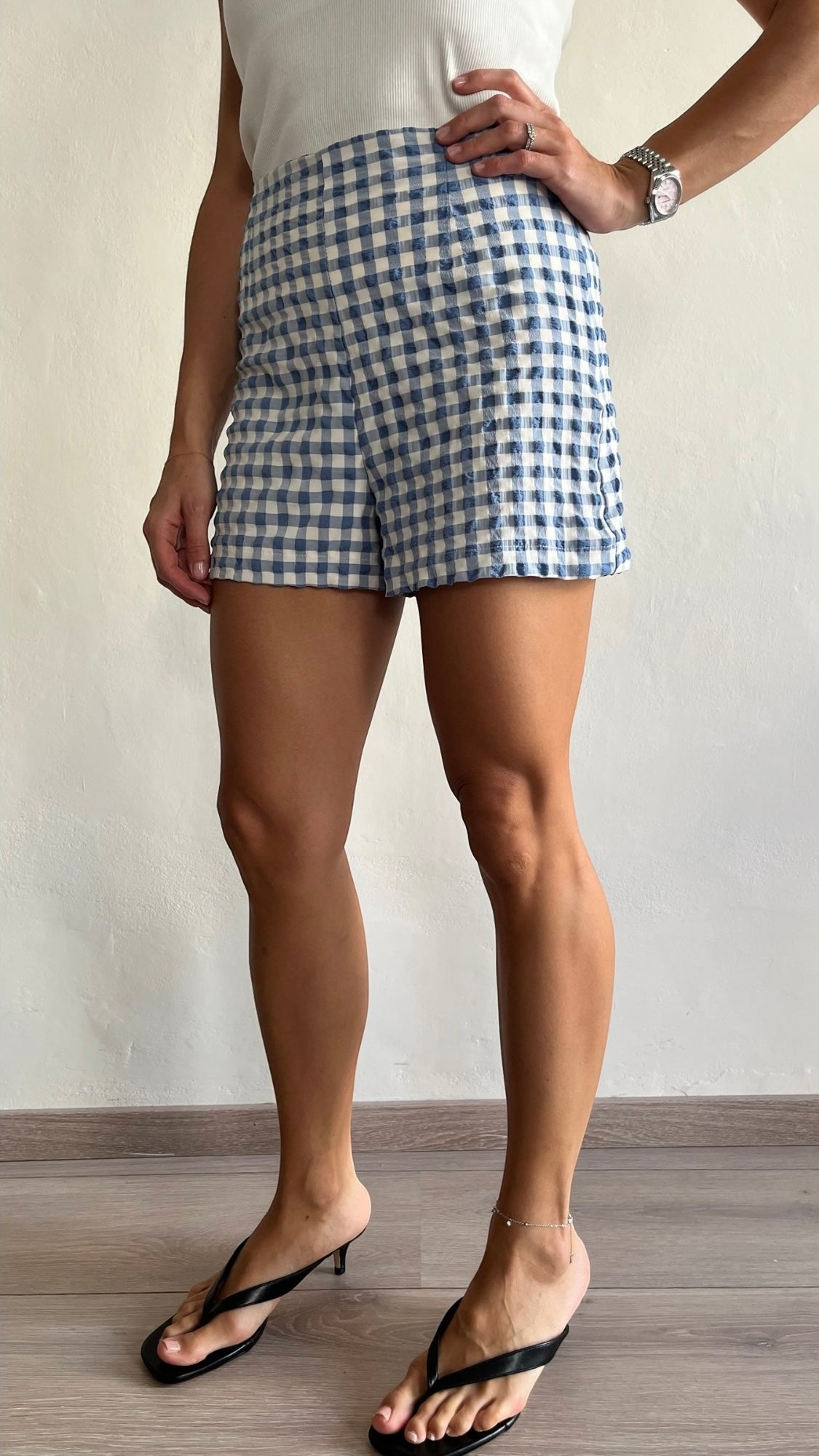 Shorts fantasia Vichy in seersucker art. DANEJRI DIXIE