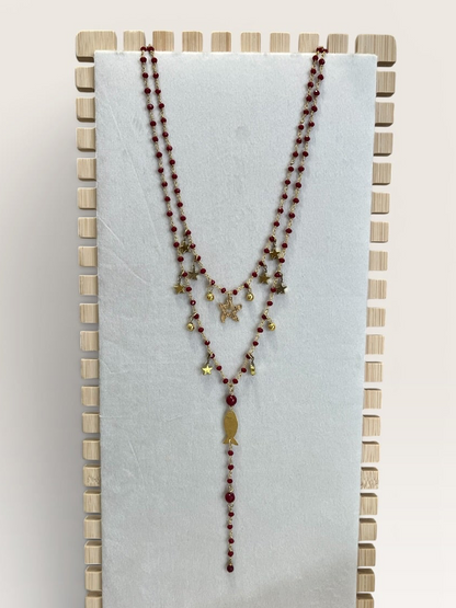 Collana rosario doppia mare con charm BARBARA BURGIO