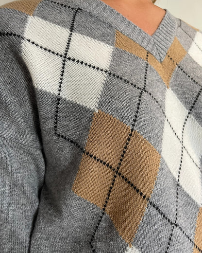 Maglia rombi scollo V art. D82036 TENSIONE IN