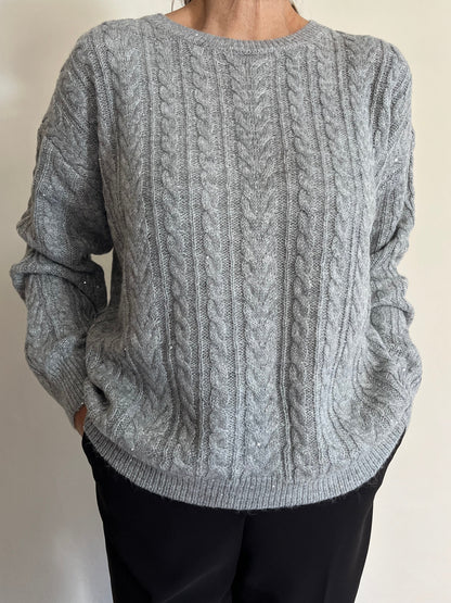 Maglia girocollo con trecce e pailettes art. D66021 SHEIS