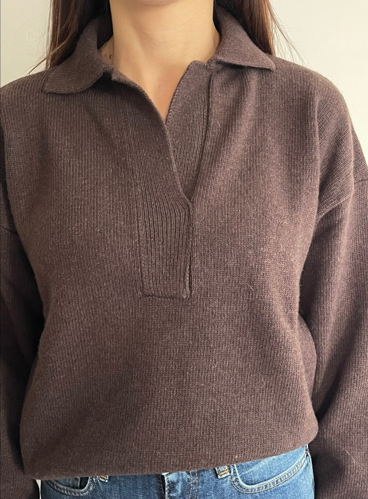 Maglia oversize scollo a V con colletto art.7AC7021 VICOLO