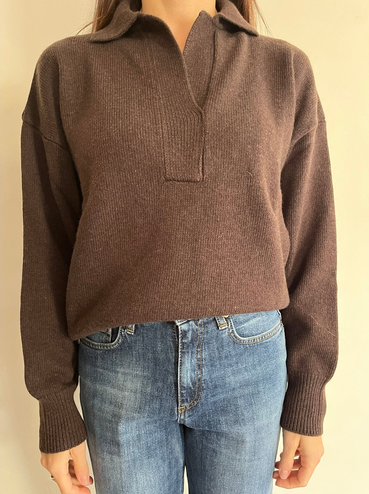 Maglia oversize scollo a V con colletto art.7AC7021 VICOLO