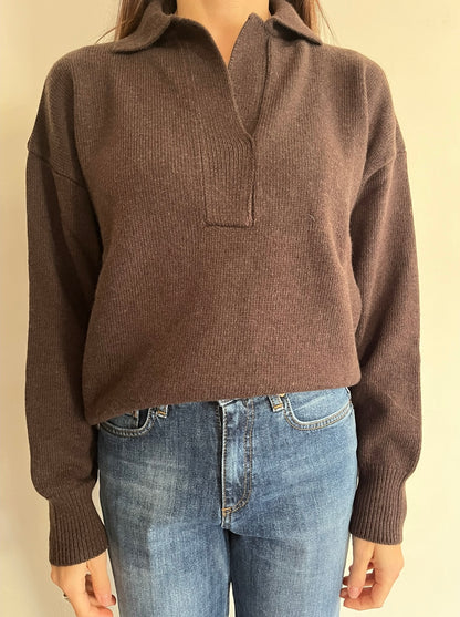 Maglia oversize scollo a V con colletto art.7AC7021 VICOLO