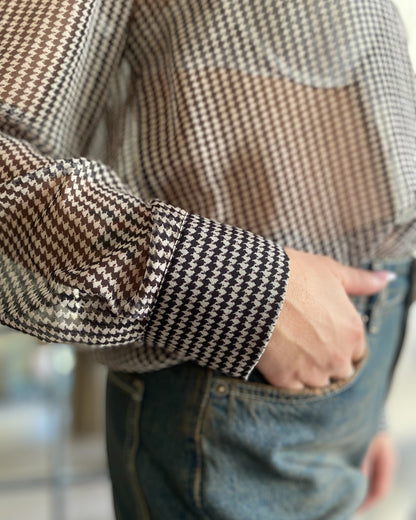 Camicia in fantasia semitrasparente art.c20095at TENSIONE IN