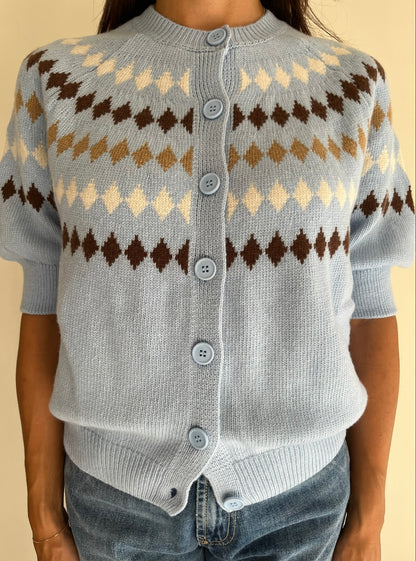 Cardigan a maniche corte con rombi art. D82445 Tensione In