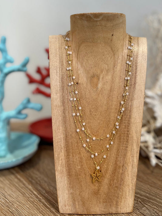 Collana 3 fili con cubotti e charm BARBARA BURGIO