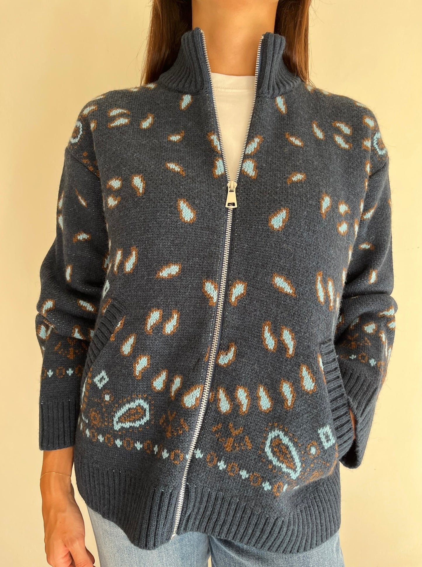 Cardigan in fantasia con zip art. W6HMG04A Tensione In