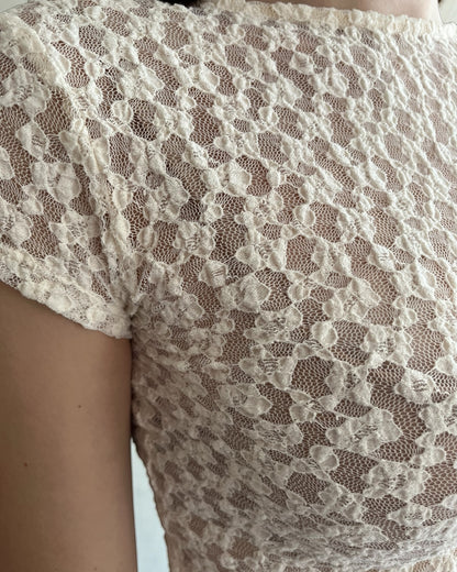 T-shirt pizzo con scollo dietro art. T0TNDXI000 PLEASE