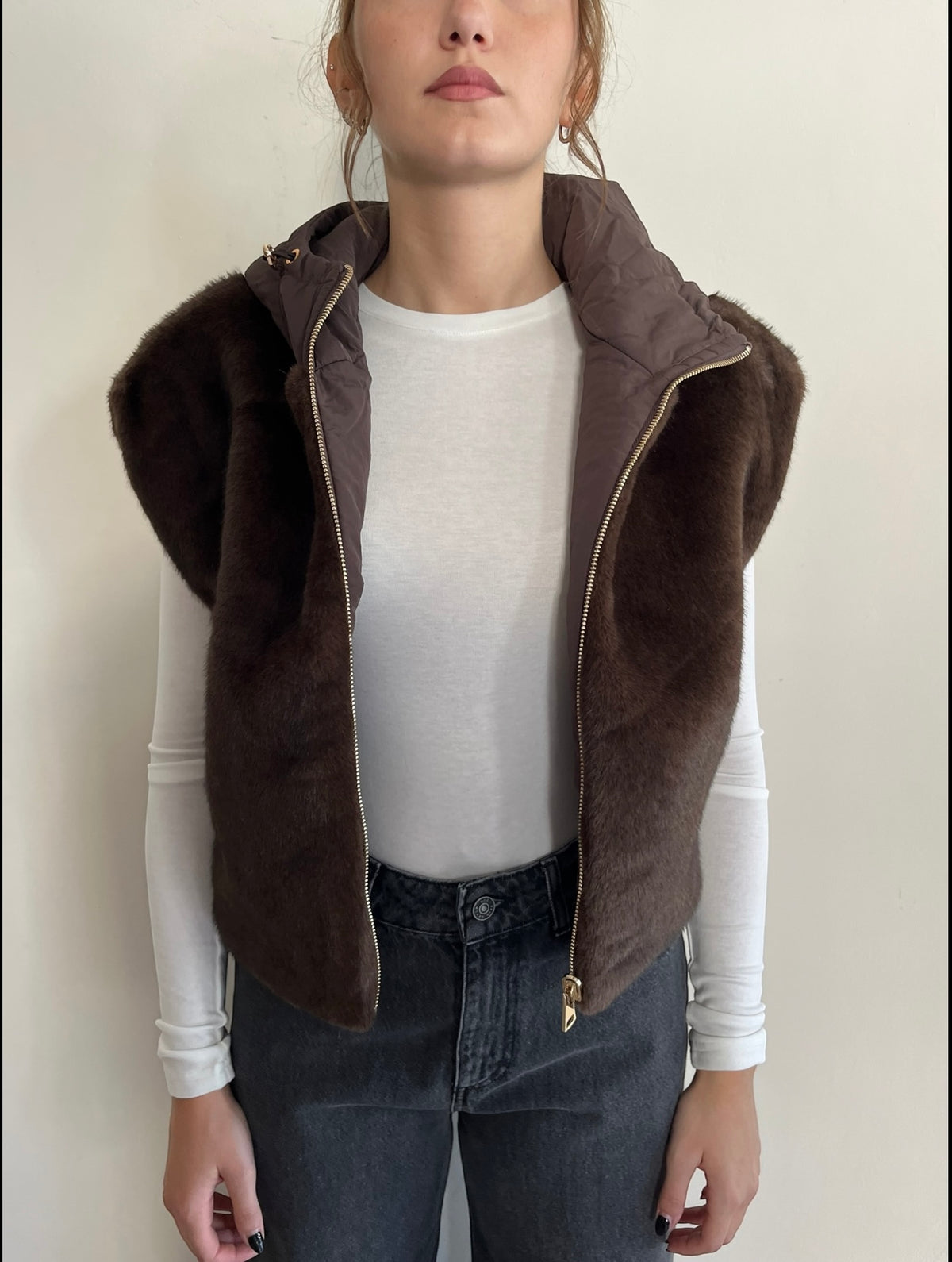 Gilet imbottito con eco fur art. GL0638 Cheap&Chic