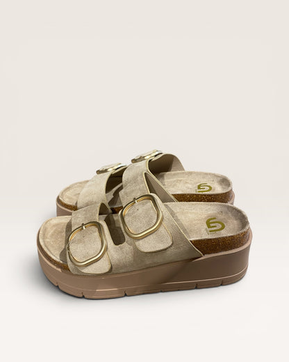 Ciabatta platform con fasce effetto suede art.GW412 GOLD&GOLD