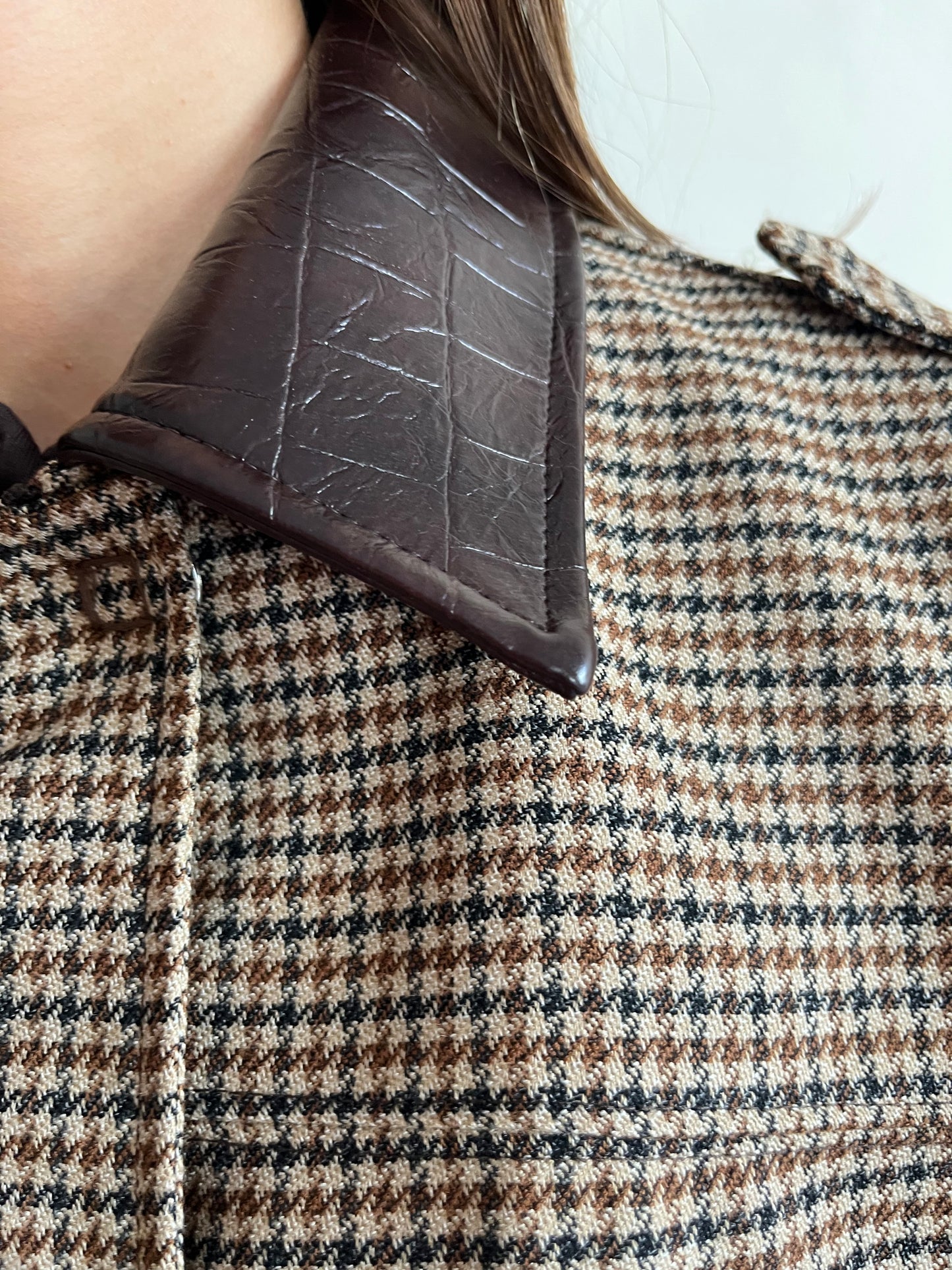 Bomber pied de poule con colletto in ecopelle art. VHT8MEH Imperial