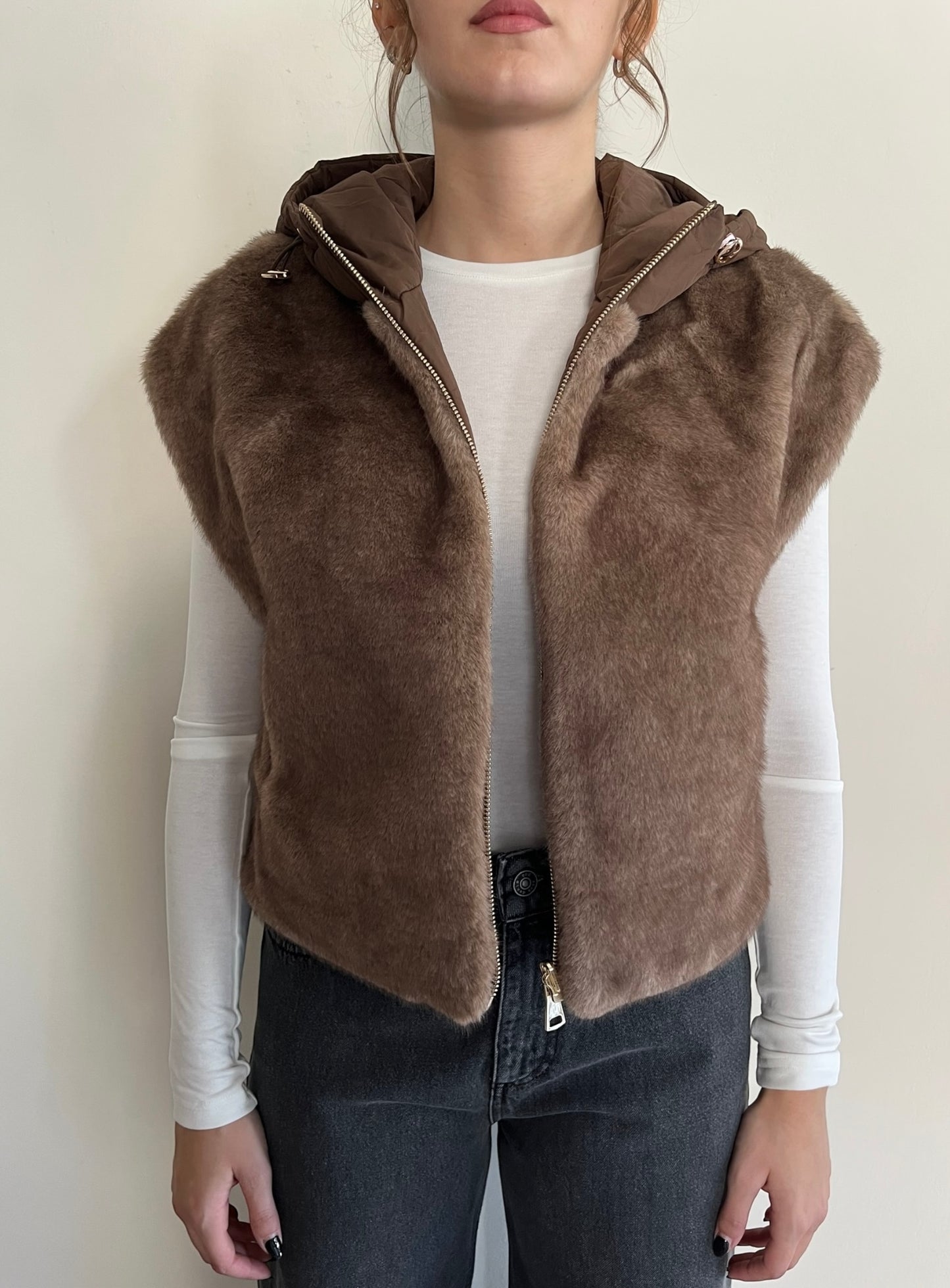 Gilet imbottito con eco fur art. GL0638 Cheap&Chic