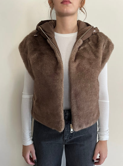 Gilet imbottito con eco fur art. GL0638 Cheap&Chic
