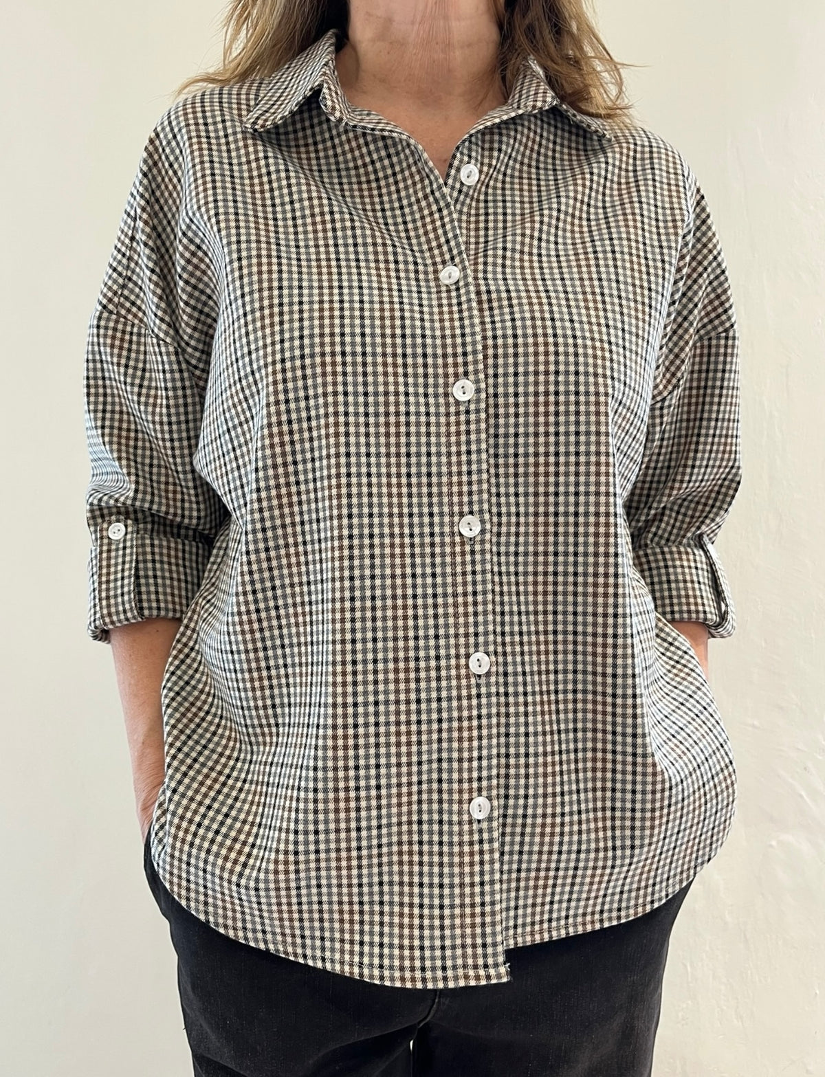 Camicia in fantasia micro-check art. Quaderno Scenario