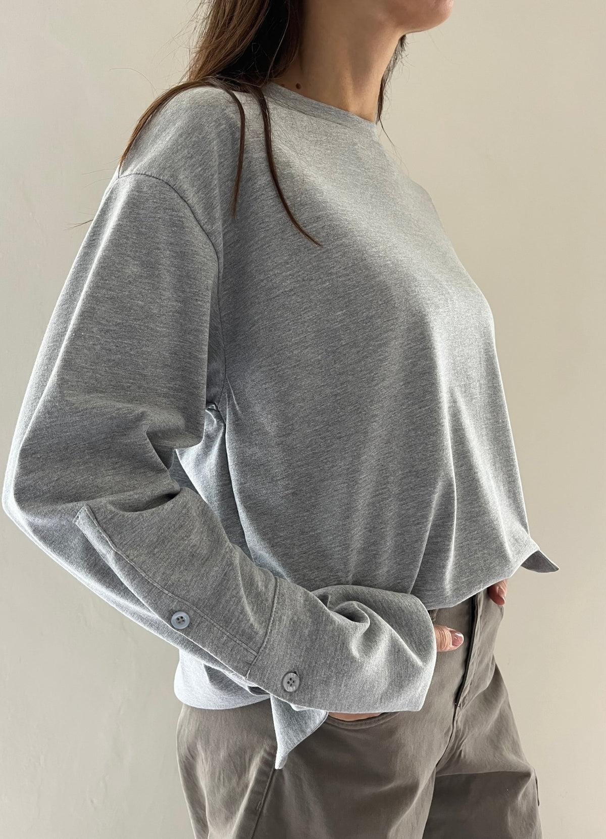T-shirt oversize con polsino a camicia art. FW260049 TENSIONE IN