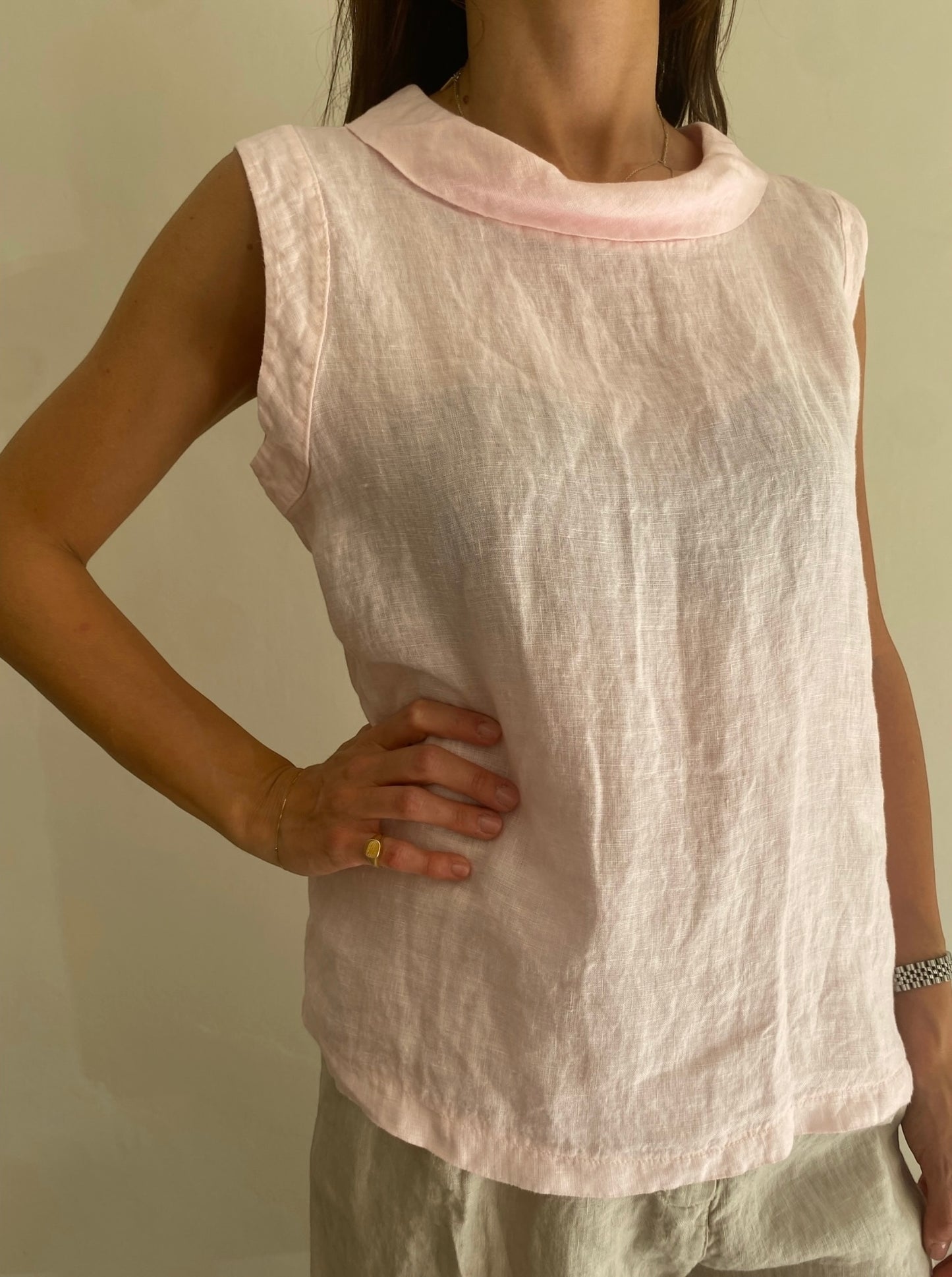 Top con collo a ciambella art.7352 100% Lino CHEAP&CHIC