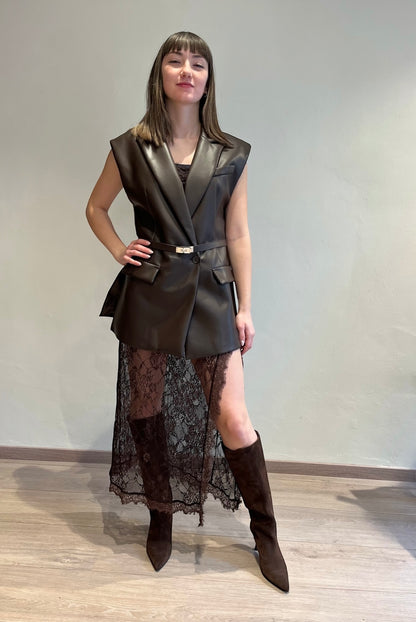 Gilet ecopelle con cintura art. LC95KGJC IMPERIAL