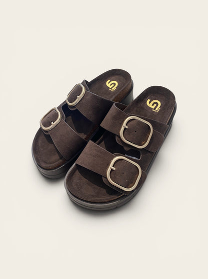 Sandalo platform con fasce effetto suede art.GW412 GOLD&GOLD