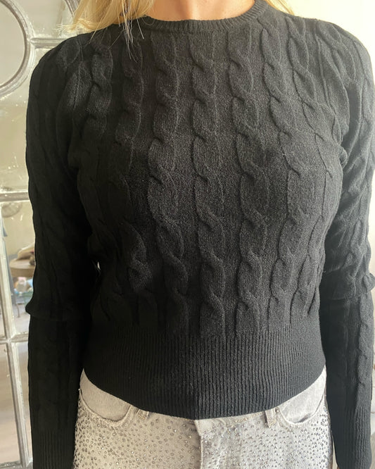 Maglione con trecce e bottone gioiello sul retro art.72187 TENSIONE IN