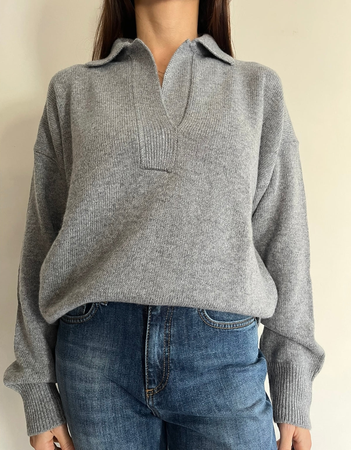 Maglia oversize scollo a V con colletto art.7AC7021 VICOLO