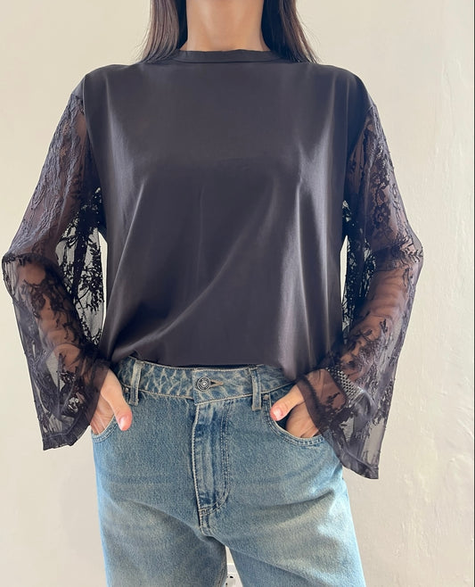 T-shirt oversize con manica ampia in pizzo art. UAC0197 VICOLO