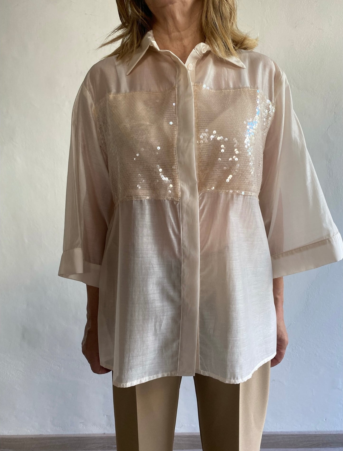 Camicia con inserto di paillettes art. CFRFWPN Dixie