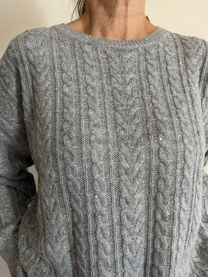 Maglia girocollo con trecce e pailettes art. D66021 SHEIS