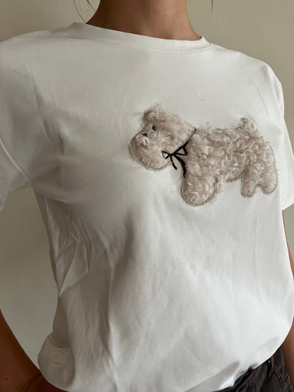 T-shirt con cagnolino ricamato art. JN1321 Cheap&Chic