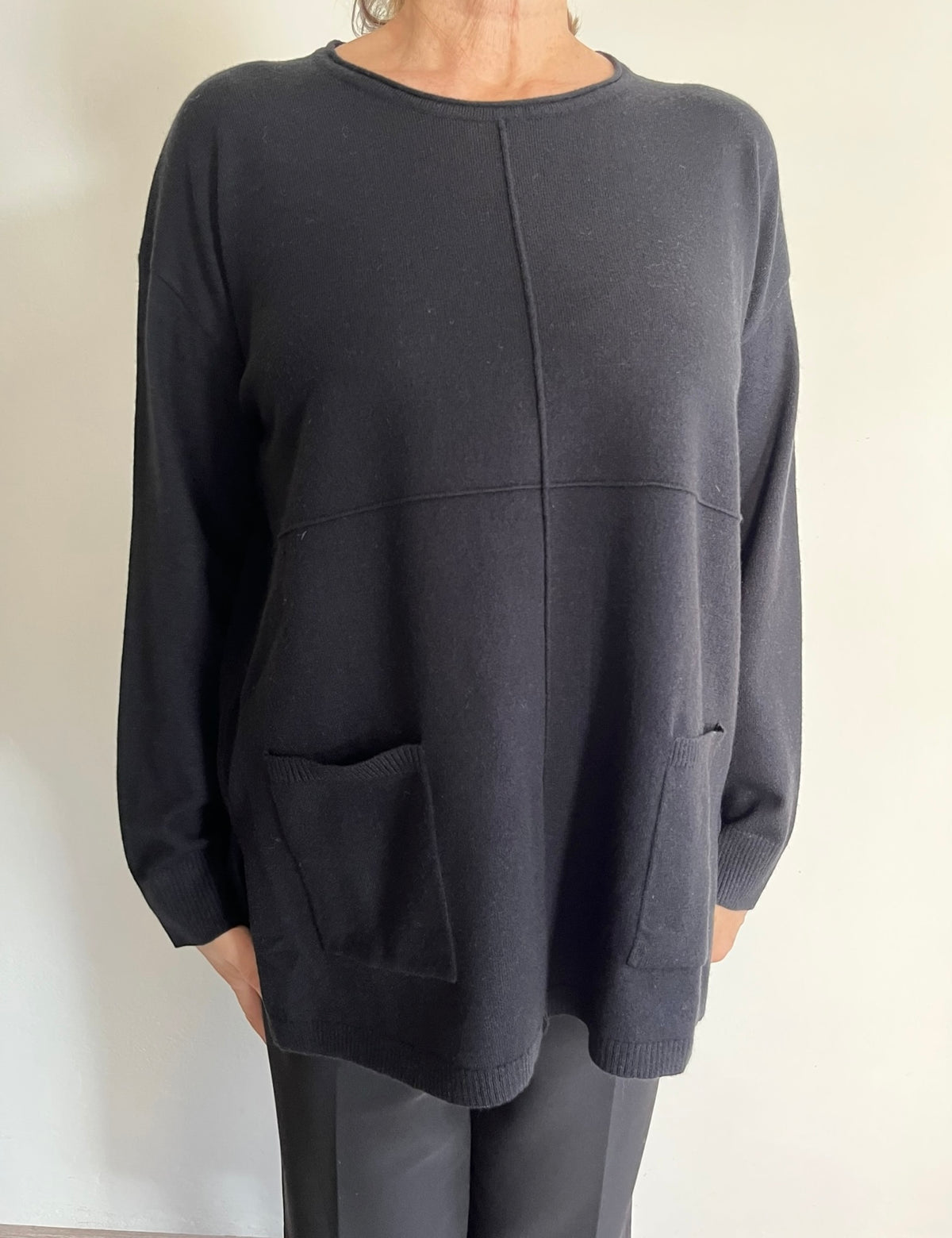 Maglia girocollo con tasche frontali art.265F6029 FLEURS D’ANIS