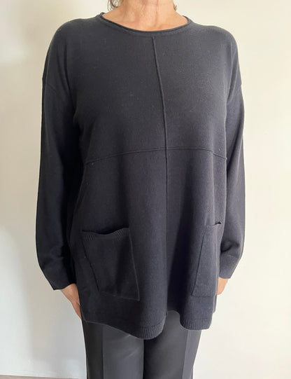 Maglia girocollo con tasche frontali art.265F6029 FLEURS D’ANIS