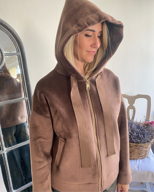 Bomber effetto velluto con cappuccio art.7071CAMP
