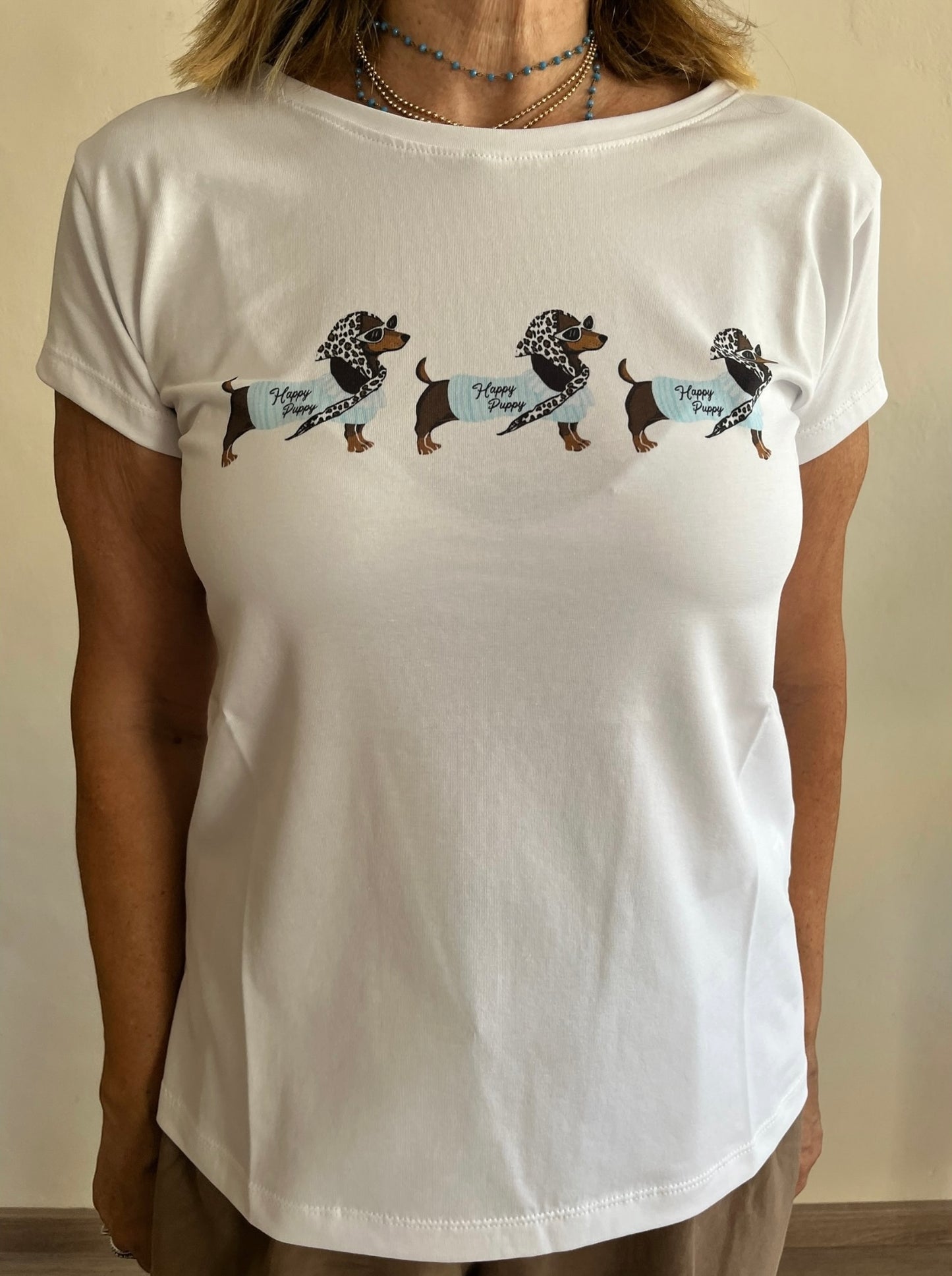 T-shirt con stampa bassotti art.B/374 BLU Classic