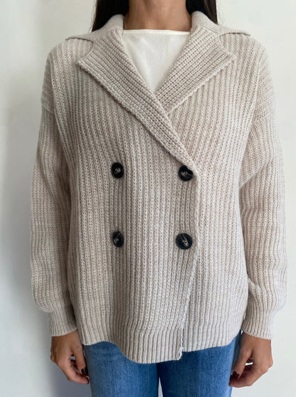 Cardigan a doppio petto a maglia inglese art. D81314 Tensione In