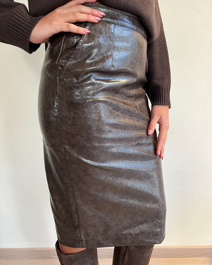 Gonna Midi ecopelle stropicciata art. TF1941 VICOLO