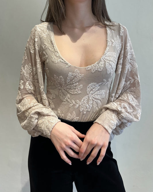 Body paillettes e tulle scollo V art. RI8BD39 KINGKONG