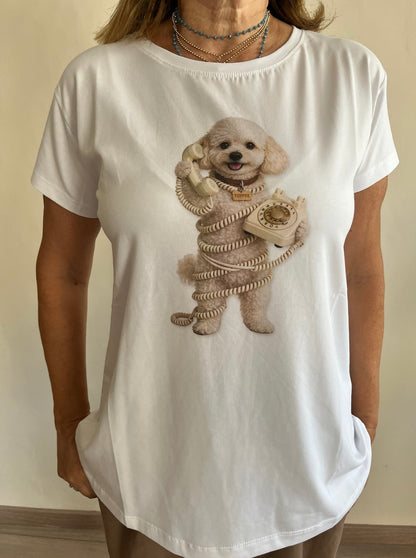 T-shirt con stampa barboncino art.B/372 BLU Classic